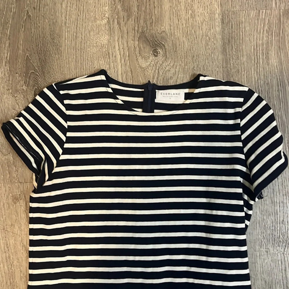 Everlane Gia Navy Striped Cotton T-shirt Dress - Picture 4 of 9